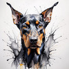Abstract Sketch of Loyal Doberman Pinscher for Printable Art