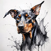 Abstract Sketch of Loyal Doberman Pinscher for Printable Art