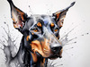Abstract Sketch of Loyal Doberman Pinscher for Printable Art