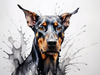 Abstract Sketch of Loyal Doberman Pinscher for Printable Art