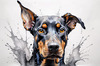 Abstract Sketch of Loyal Doberman Pinscher for Printable Art