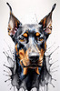 Abstract Sketch of Loyal Doberman Pinscher for Printable Art