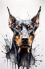 Abstract Sketch of Loyal Doberman Pinscher for Printable Art