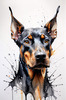 Abstract Sketch of Loyal Doberman Pinscher for Printable Art