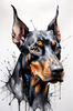 Abstract Sketch of Loyal Doberman Pinscher for Printable Art