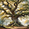 Realistic Landscape Art Print of Ancient Oak Woods