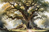 Realistic Landscape Art Print of Ancient Oak Woods