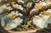 Realistic Landscape Art Print of Ancient Oak Woods