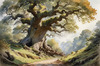 Realistic Landscape Art Print of Ancient Oak Woods