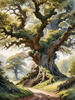 Realistic Landscape Art Print of Ancient Oak Woods
