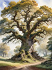 Realistic Landscape Art Print of Ancient Oak Woods