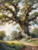 Realistic Landscape Art Print of Ancient Oak Woods