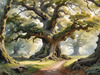 Realistic Landscape Art Print of Ancient Oak Woods