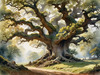 Realistic Landscape Art Print of Ancient Oak Woods