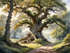 Realistic Landscape Art Print of Ancient Oak Woods
