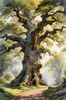 Realistic Landscape Art Print of Ancient Oak Woods