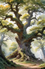 Realistic Landscape Art Print of Ancient Oak Woods