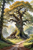 Realistic Landscape Art Print of Ancient Oak Woods