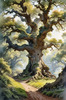 Realistic Landscape Art Print of Ancient Oak Woods