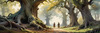 Realistic Landscape Art Print of Ancient Oak Woods