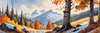 Mountain Range in Autumn with Snow Patches Printable Landscape Art