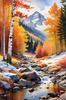 Mountain Range in Autumn with Snow Patches Printable Landscape Art