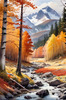 Mountain Range in Autumn with Snow Patches Printable Landscape Art