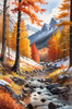 Mountain Range in Autumn with Snow Patches Printable Landscape Art