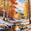 Mountain Range in Autumn with Snow Patches Printable Landscape Art
