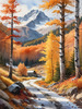 Mountain Range in Autumn with Snow Patches Printable Landscape Art