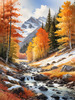 Mountain Range in Autumn with Snow Patches Printable Landscape Art