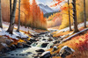 Mountain Range in Autumn with Snow Patches Printable Landscape Art