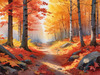 Autumn Maple Forest with Red, Orange and Yellow Leaves Printable Wall Art