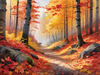 Autumn Maple Forest with Red, Orange and Yellow Leaves Printable Wall Art