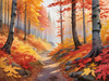 Autumn Maple Forest with Red, Orange and Yellow Leaves Printable Wall Art