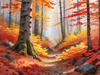 Autumn Maple Forest with Red, Orange and Yellow Leaves Printable Wall Art