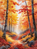 Autumn Maple Forest with Red, Orange and Yellow Leaves Printable Wall Art