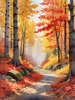 Autumn Maple Forest with Red, Orange and Yellow Leaves Printable Wall Art