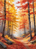 Autumn Maple Forest with Red, Orange and Yellow Leaves Printable Wall Art