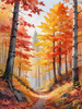 Autumn Maple Forest with Red, Orange and Yellow Leaves Printable Wall Art