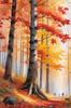 Autumn Maple Forest with Red, Orange and Yellow Leaves Printable Wall Art