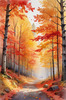 Autumn Maple Forest with Red, Orange and Yellow Leaves Printable Wall Art