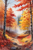 Autumn Maple Forest with Red, Orange and Yellow Leaves Printable Wall Art