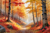 Autumn Maple Forest with Red, Orange and Yellow Leaves Printable Wall Art