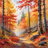 Autumn Maple Forest with Red, Orange and Yellow Leaves Printable Wall Art