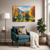 Autumn Monastery Lake Living Room Demo