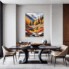 Autumn Mountain Snowfall Dining Room Demo
