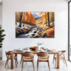 Autumn Mountain Snowfall Dining Room Demo