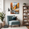 Autumn Mountain Snowfall Living Room Demo