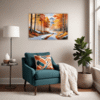 Autumn Mountain Snowfall Living Room Demo